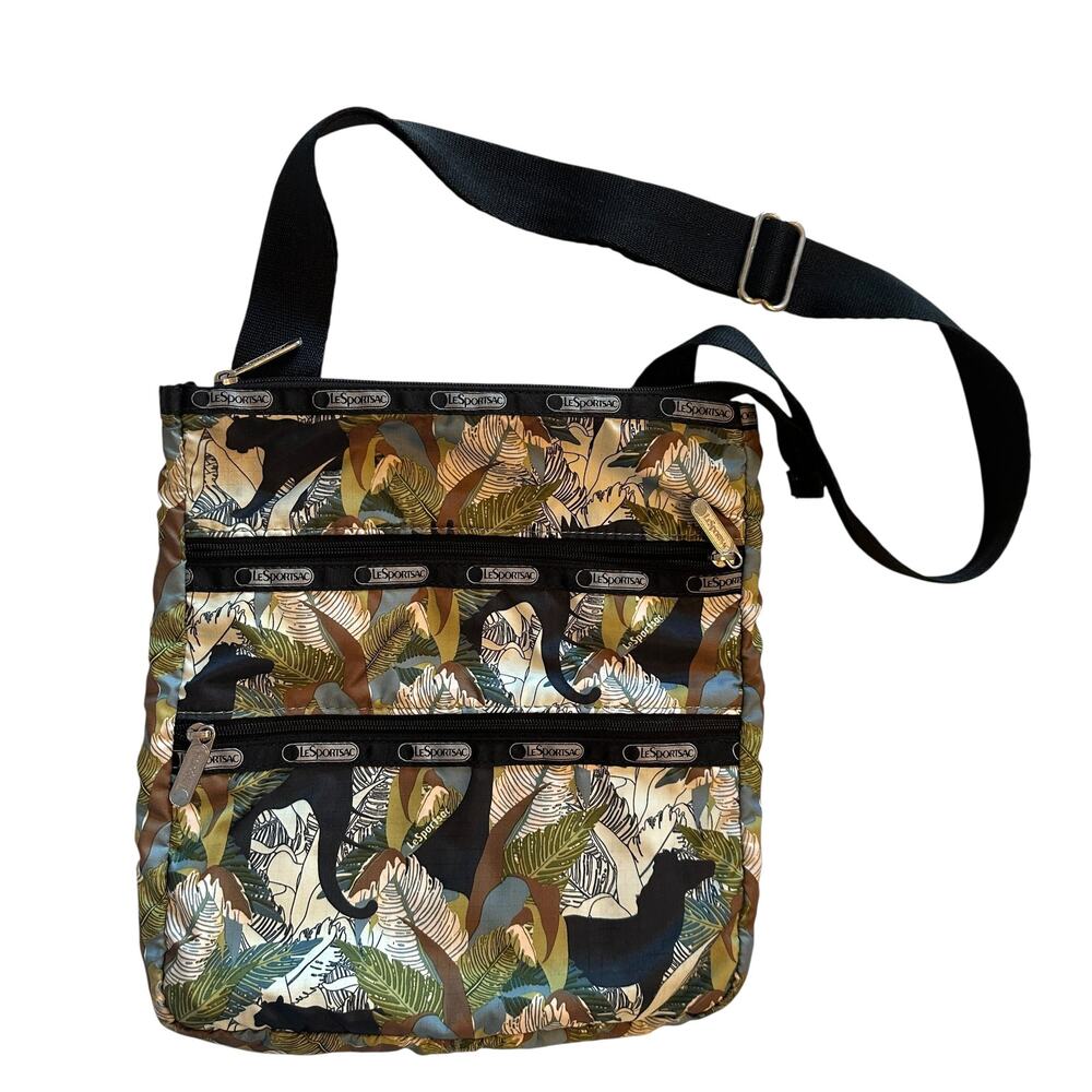 LeSportsac Triple Zip Bag Jungle Safari Print Womens Crossbody Sporty Purse